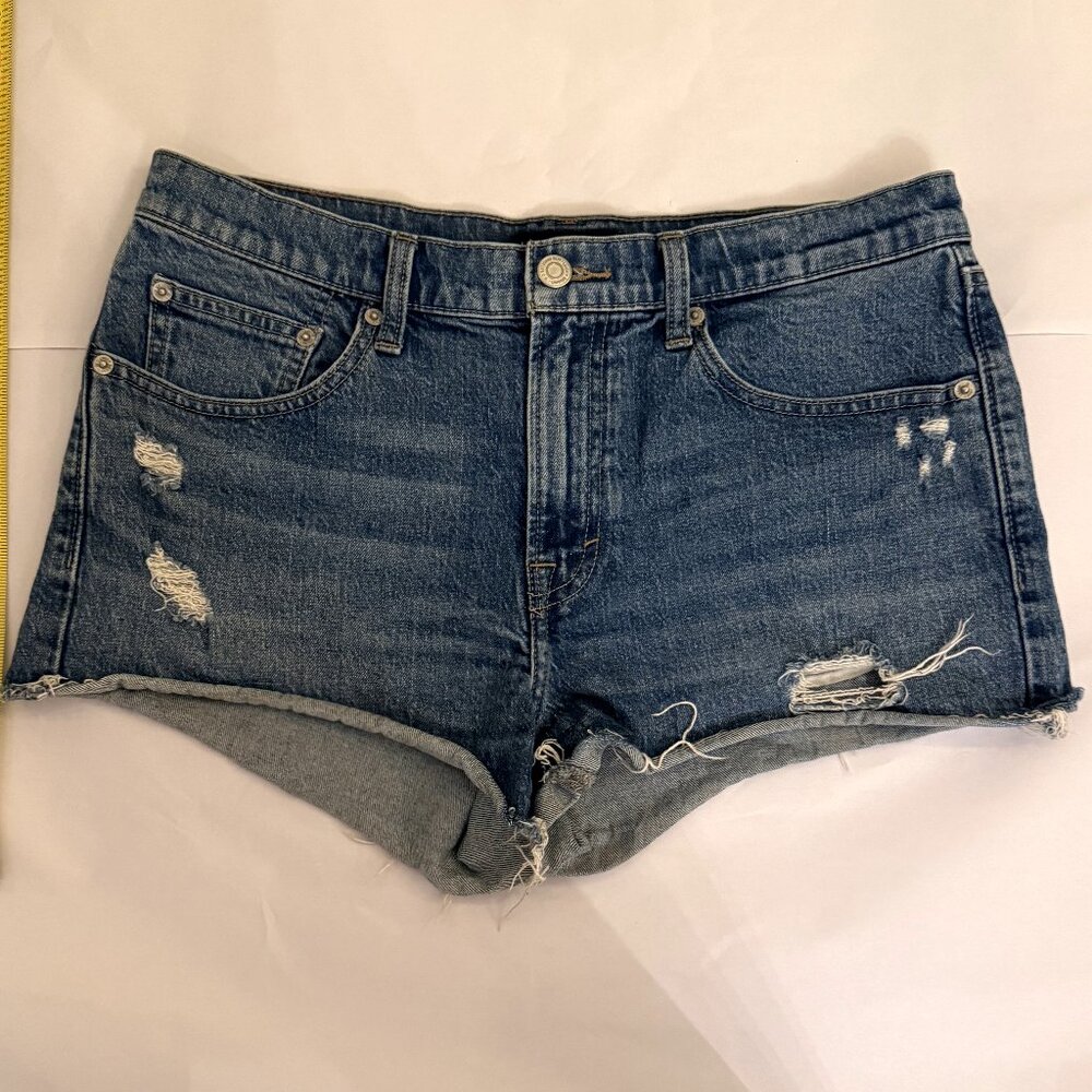 Lucky Brand Mid Rise Cut Off Denim Shorts Raw Hem Size: 29